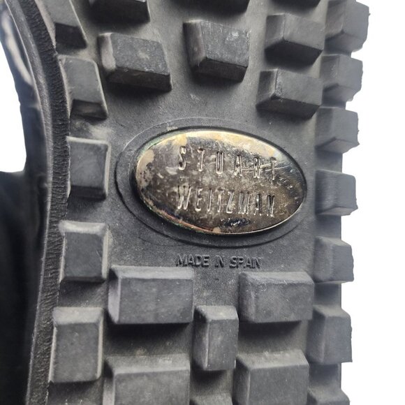 Stuart Weitzman Suede Leather Fur Lined Wedge Boots Black Women's 5 - Picture 10 of 12